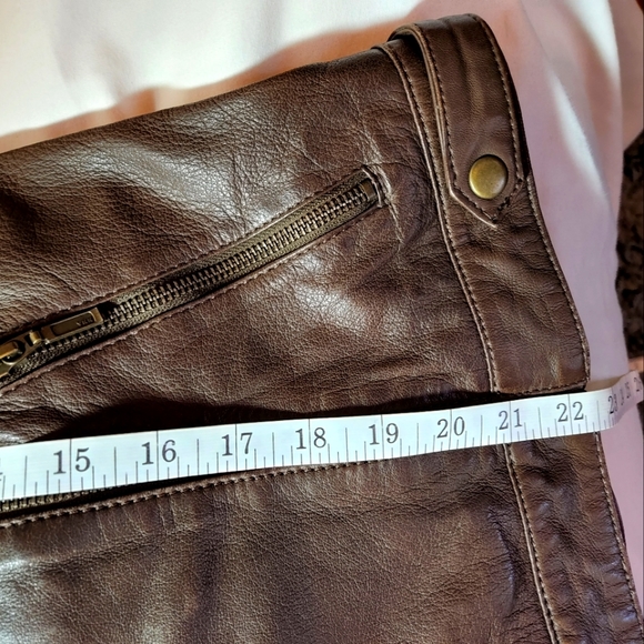 CORBANI Womens Asymmetrical Leather Jacket – Genuine Lambskin Leather (Brown XS) - Picture 4 of 10